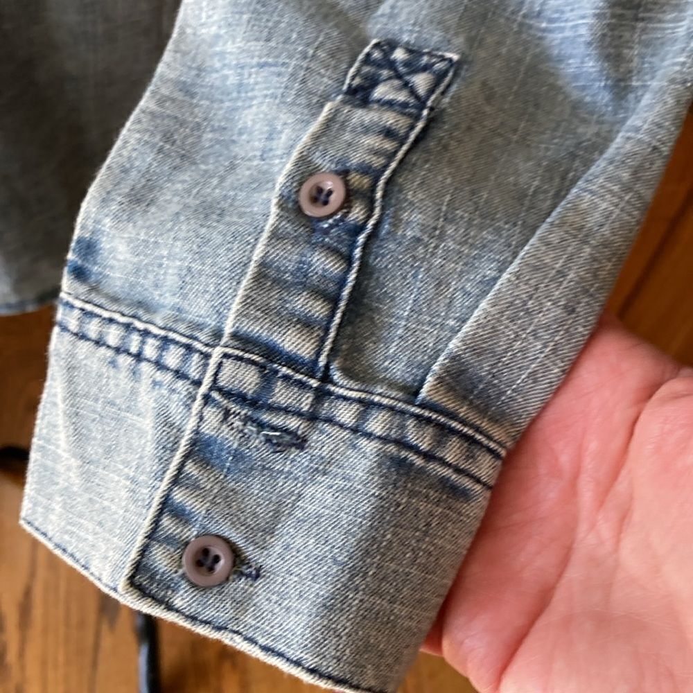 Oddy Button Down Boho Embroidered Long Sleeve Jea… - image 5